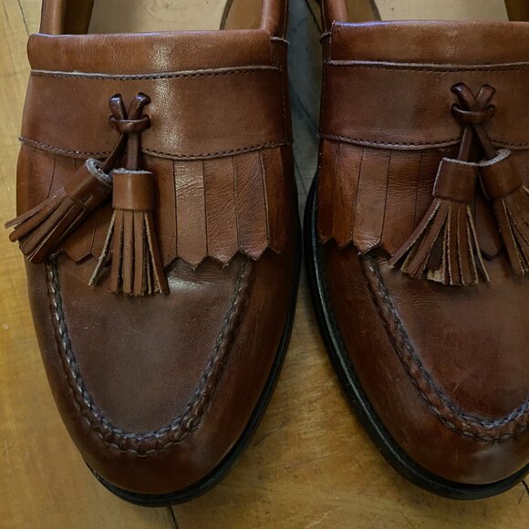 Allen Edmonds Newport Brown Leather Men\'s Tassel Loafers Size 11 D main image 6